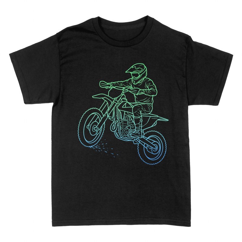 Camisetas: Piloto de motocross en salto degradado