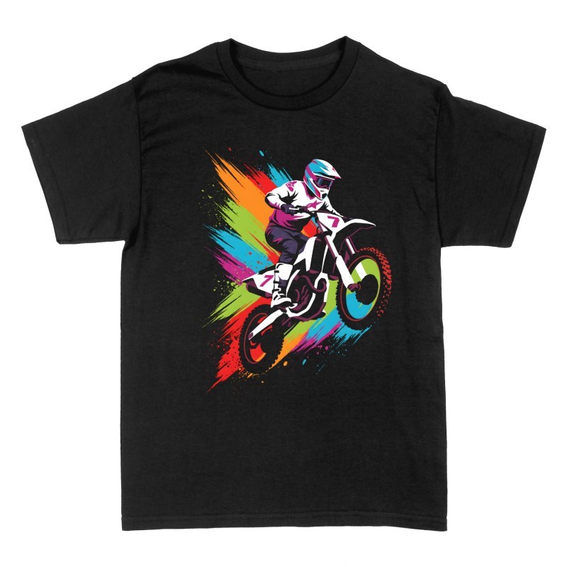 Camisetas: Salto de motocross con manchas de pintura