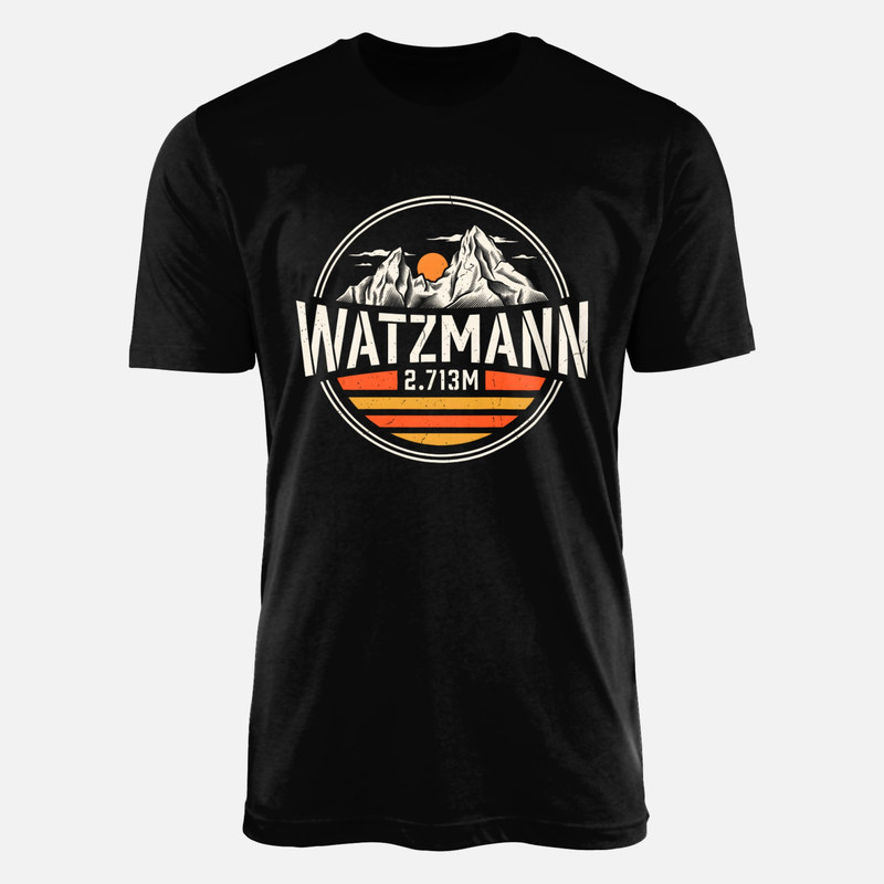 Camisetas: Monta&ntilde;a Watzmann en emblema retro