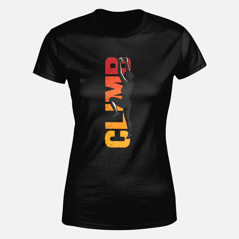 Camisetas: Mujer escalando Climb retro