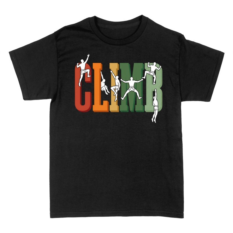 Camisetas: Escaladores sobre letras Climb