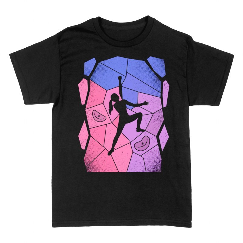 Camisetas: Mujer escalando muro de bloques