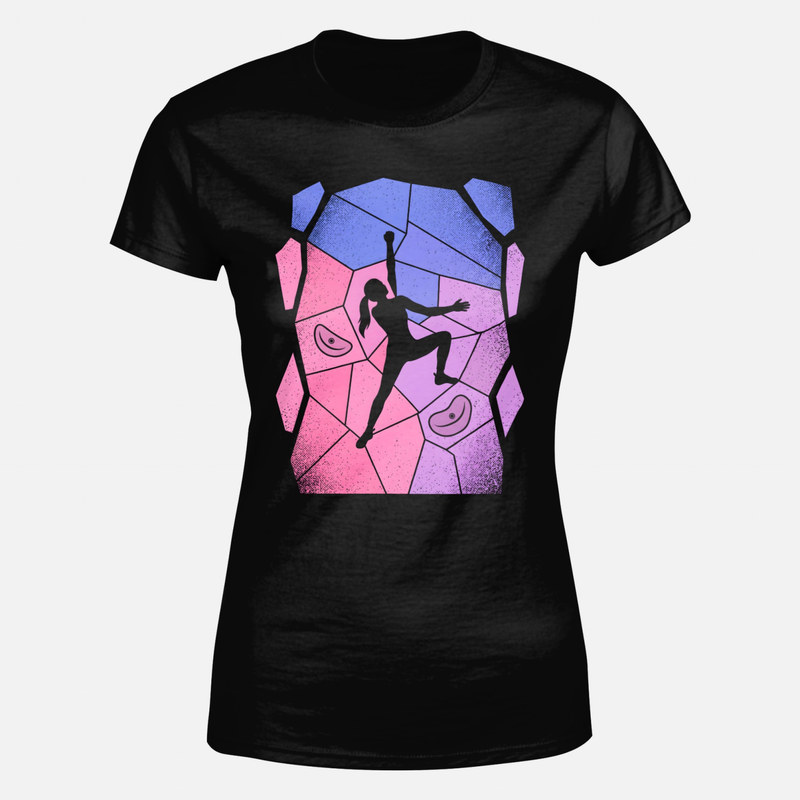 Camisetas: Mujer escalando muro de bloques