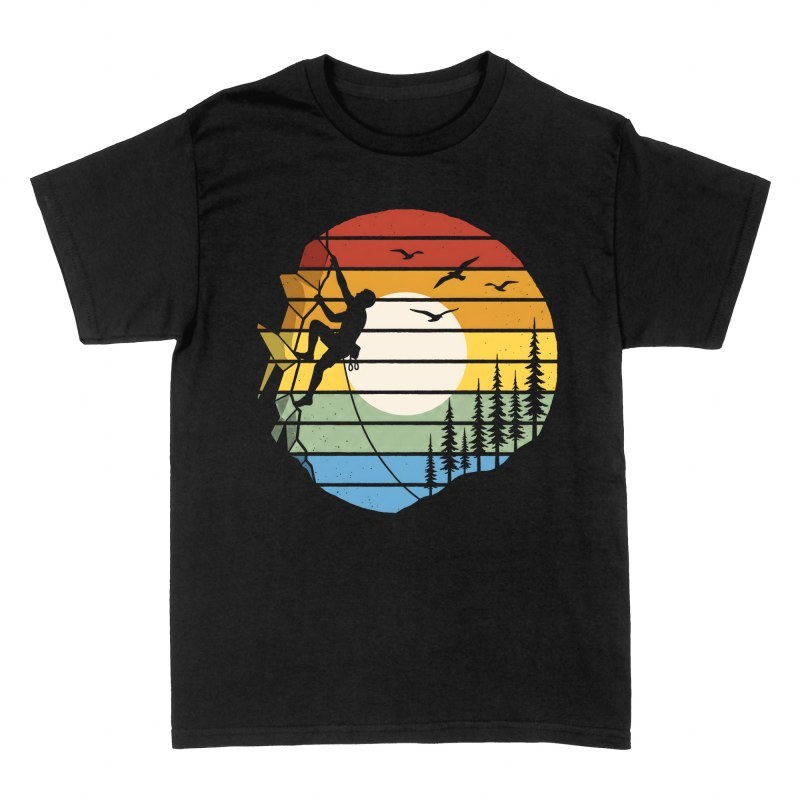 Camisetas: Escalador en atardecer retro