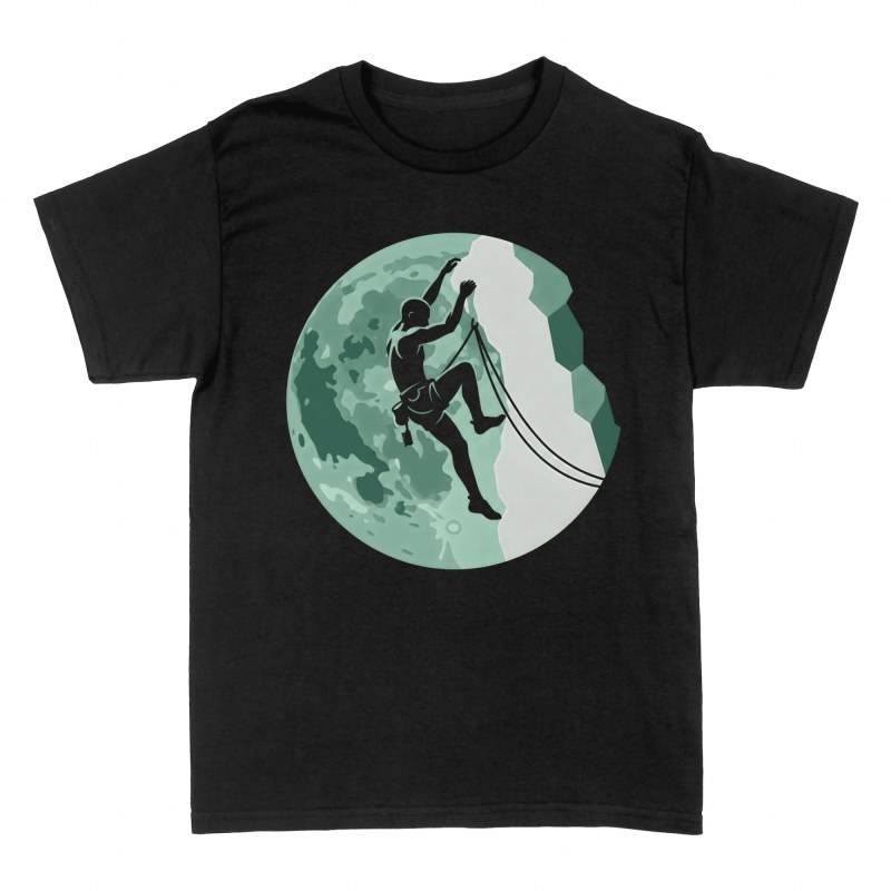 Camisetas: Escalador en risco bajo la luna llena