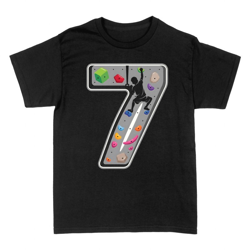 Camisetas: N&uacute;mero 7 muro de escalada para ni&ntilde;os