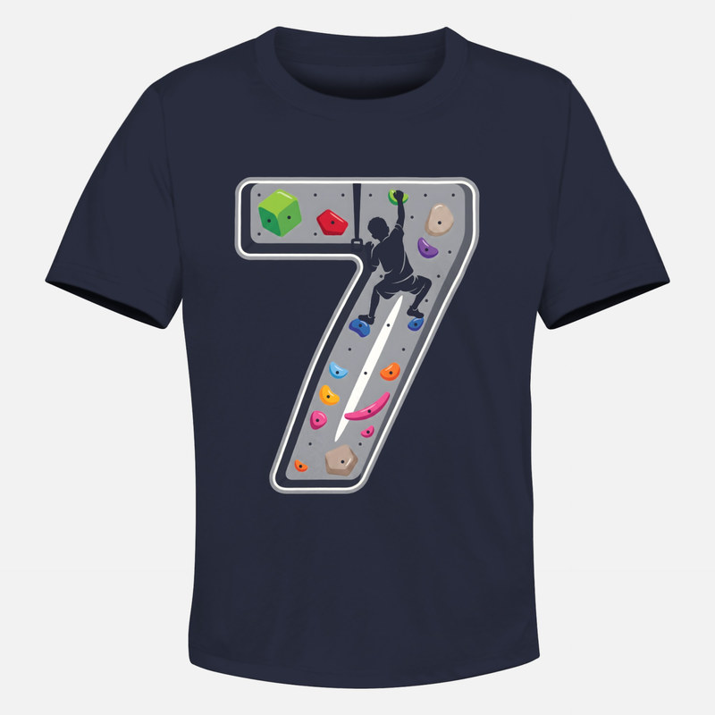 Camisetas: N&uacute;mero 7 muro de escalada para ni&ntilde;os