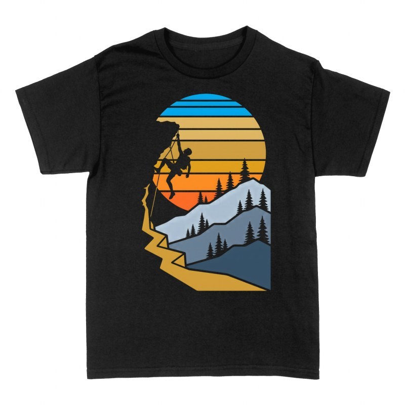Camisetas: Escalador en risco atardecer retro