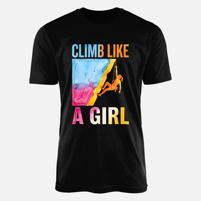 Camisetas: Escaladora en roca acuarela