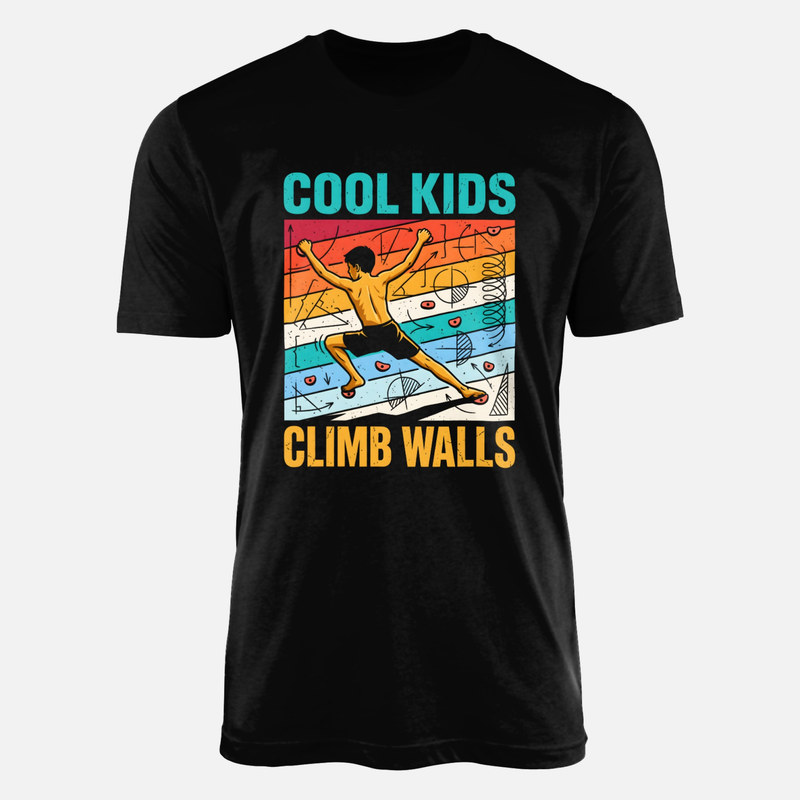 Camisetas: Ni&ntilde;o escalando con diagramas retro