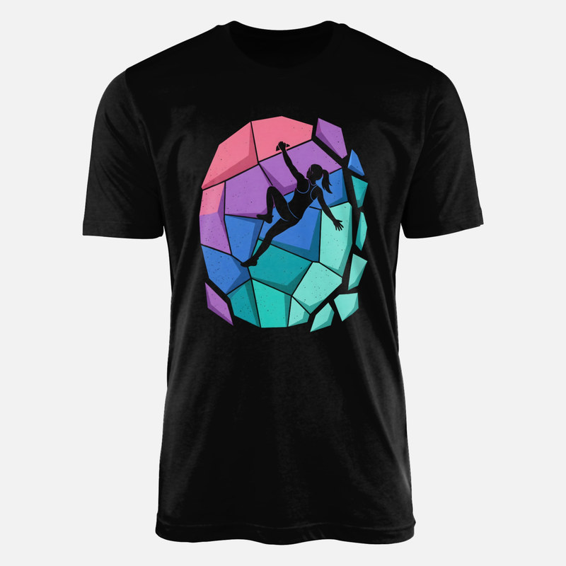 Camisetas: Escaladora en roca poligonal