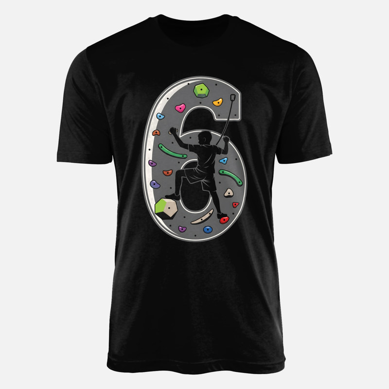 Camisetas: Ni&ntilde;o escalando n&uacute;mero 6 roc&oacute;dromo