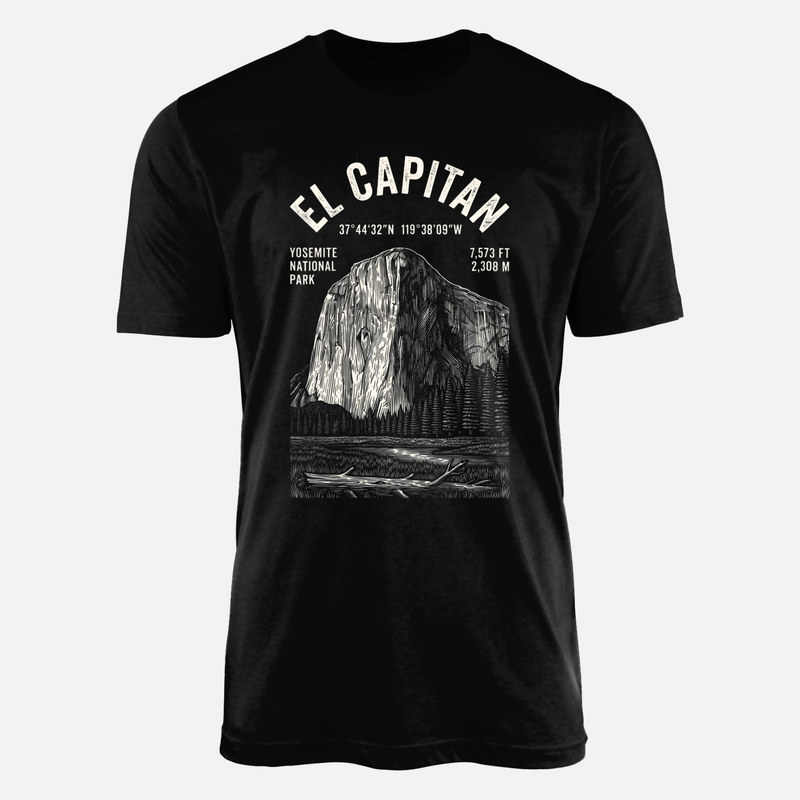 Camisetas: El Capit&aacute;n Yosemite Grabado Vintage