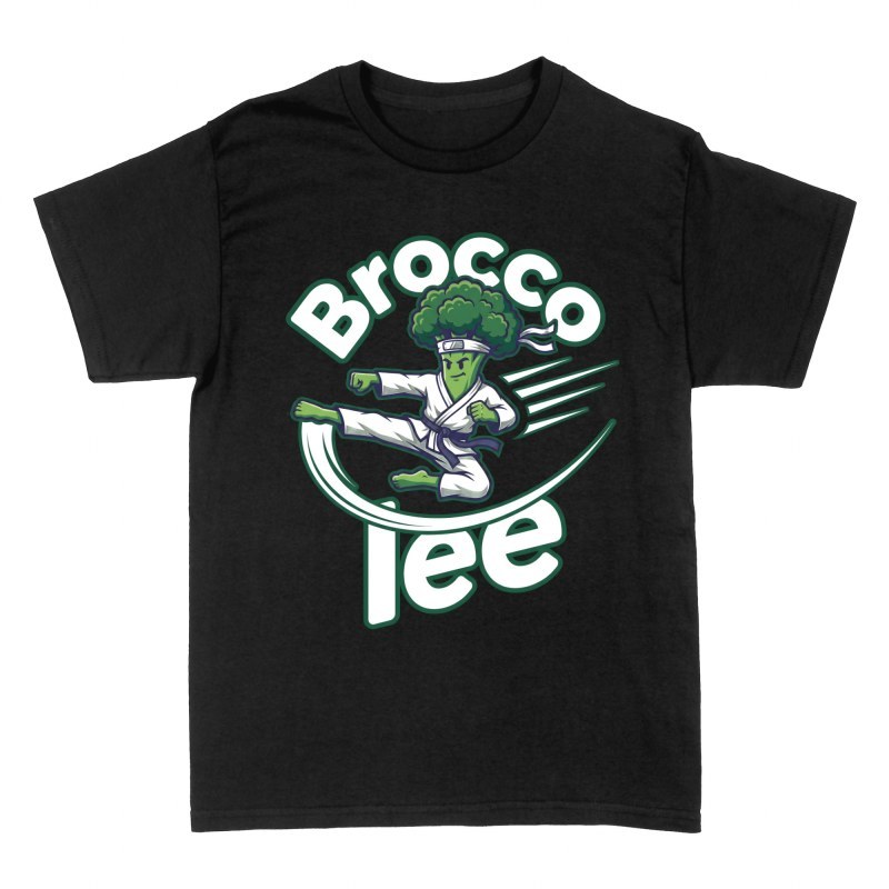 Camisetas: Br&oacute;coli karateka con patada voladora