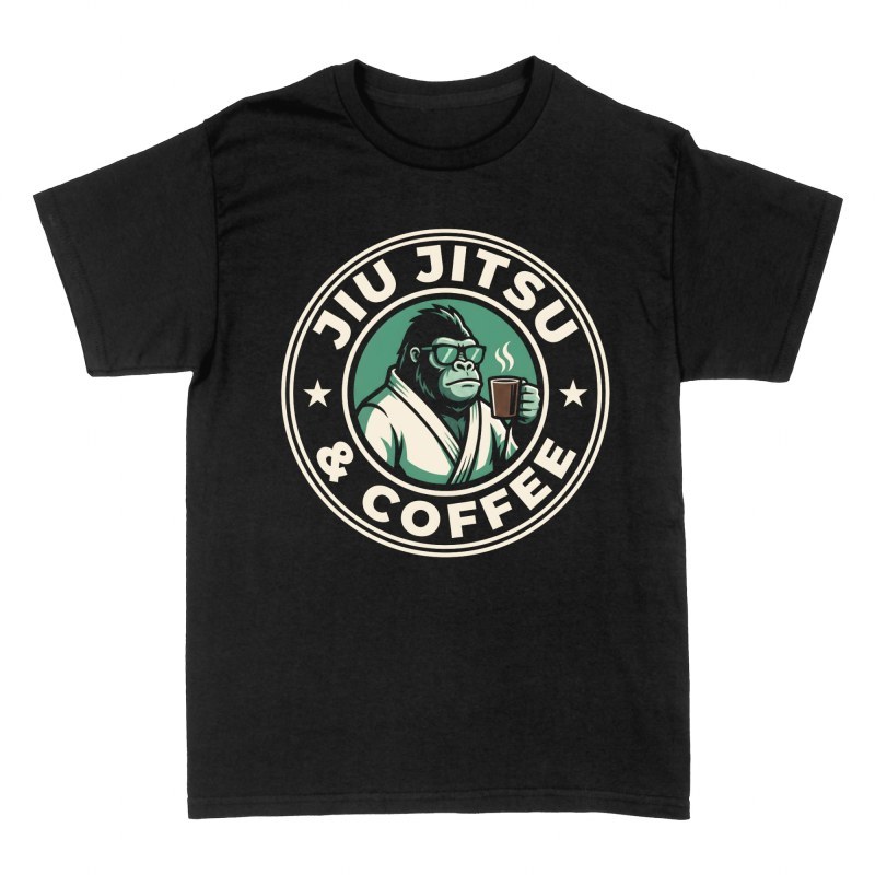 Camisetas: Gorila jiu jitsu y caf&eacute;