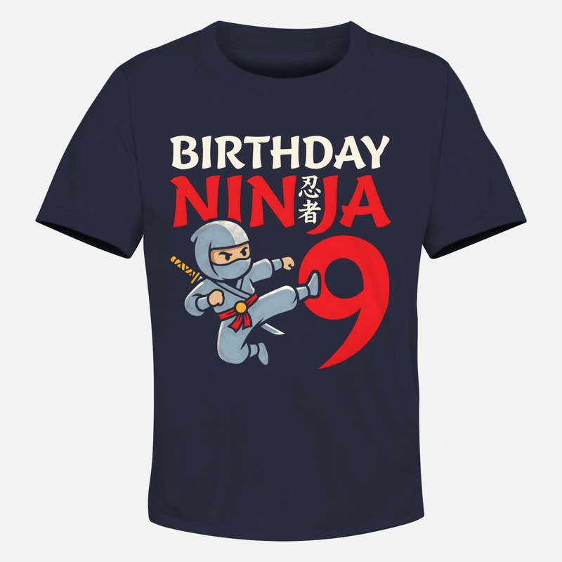 Camisetas: Ninja cumplea&ntilde;os 9 a&ntilde;os patada
