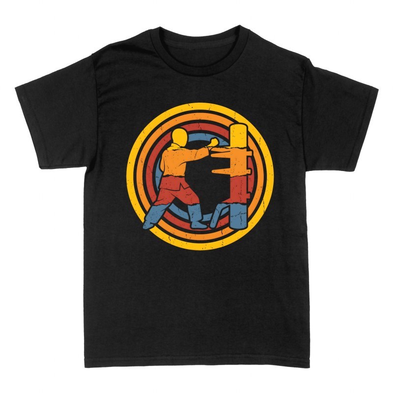 Camisetas: Entrenamiento Wing Chun mu&ntilde;eco madera retro