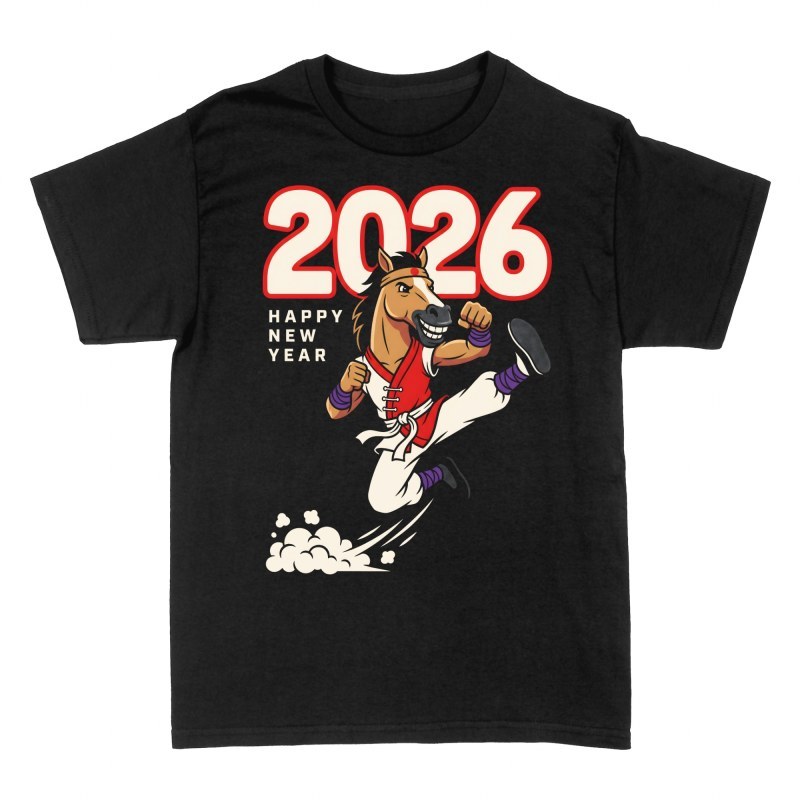 Camisetas: Caballo karateca Feliz A&ntilde;o Nuevo 2026