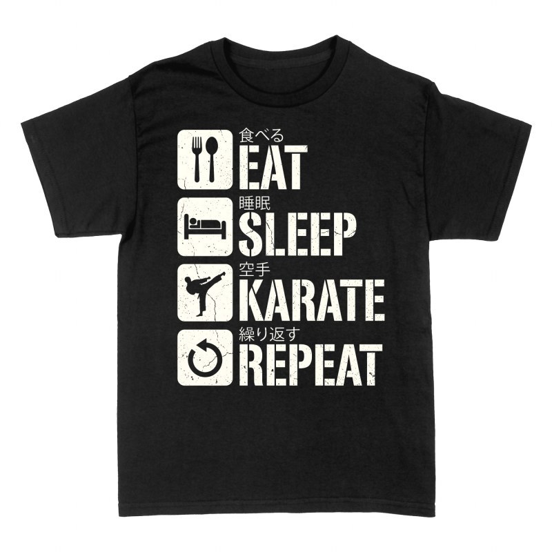 Camisetas: Rutina comer dormir karate repetir