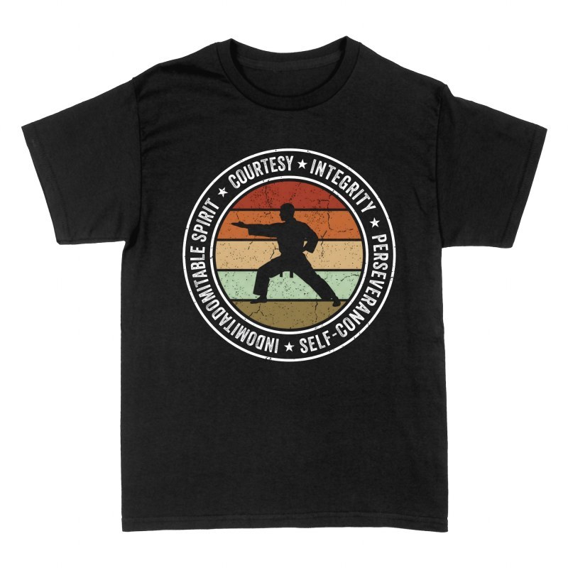 Camisetas: Principios del taekwondo silueta retro