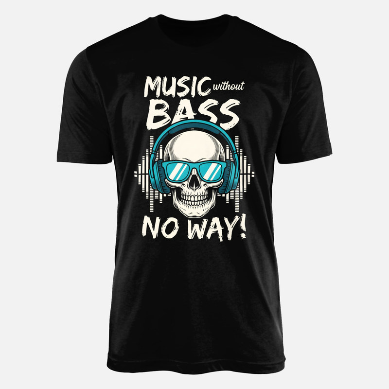 Camisetas: Calavera con auriculares para bajistas