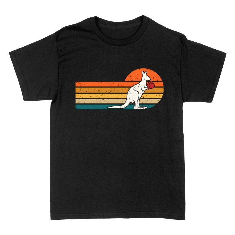 Camisetas: Canguro boxeador atardecer retro
