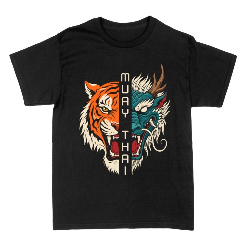 Camisetas: Muay Thai tigre y drag&oacute;n dividido
