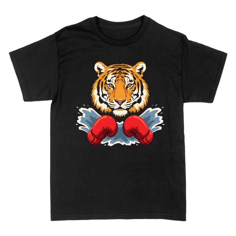 Camisetas: Tigre boxeador con guantes rojos