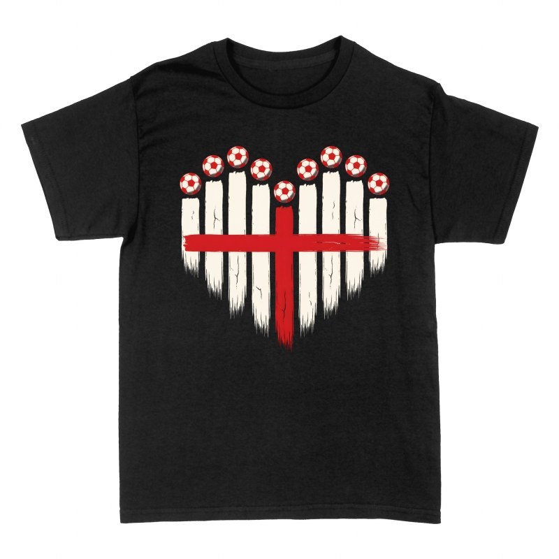 Camisetas: Coraz&oacute;n bandera Inglaterra con f&uacute;tbol