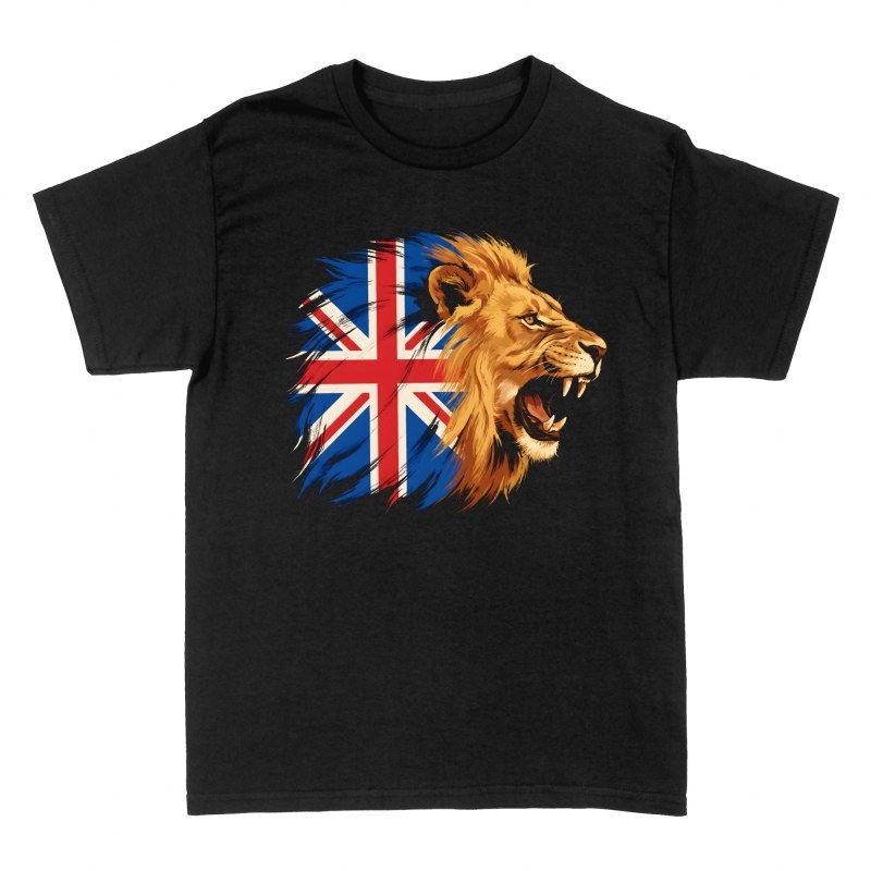 Camisetas: Le&oacute;n brit&aacute;nico con bandera Union Jack