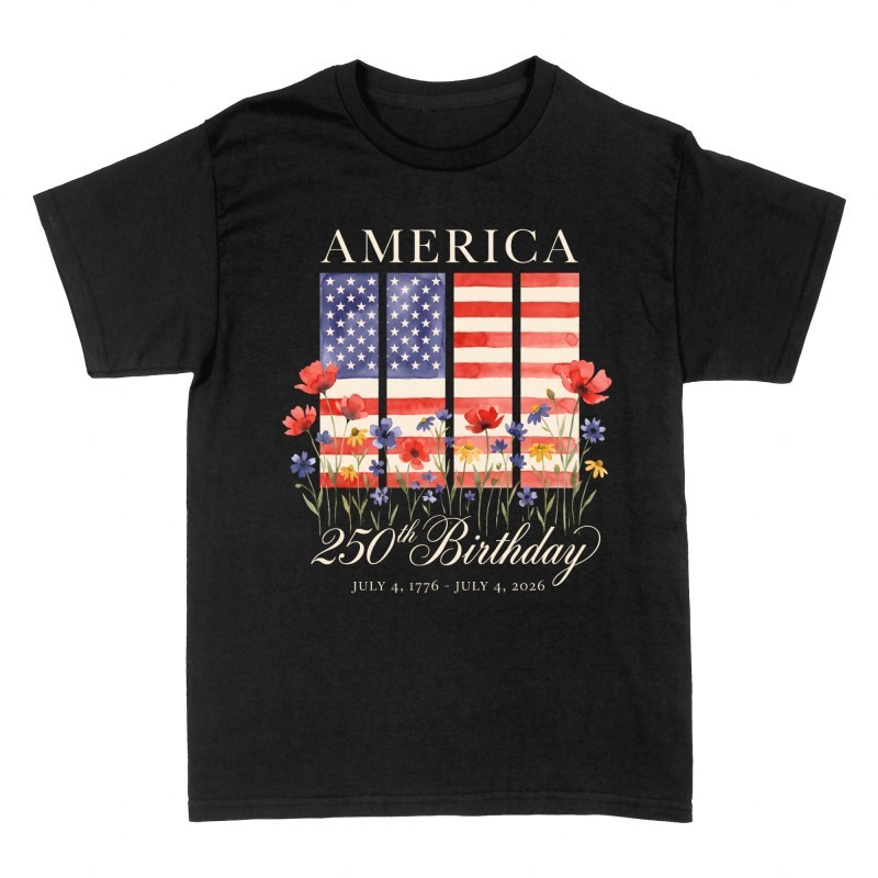 Camisetas: Aniversario 250 Estados Unidos floral acuarela