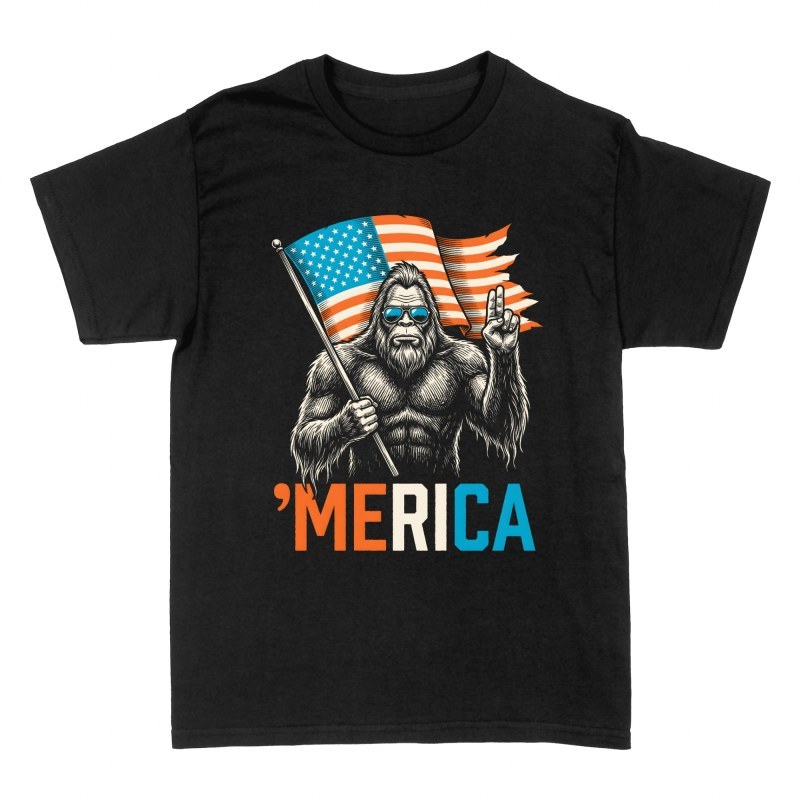 Camisetas: Bigfoot patri&oacute;tico con bandera americana