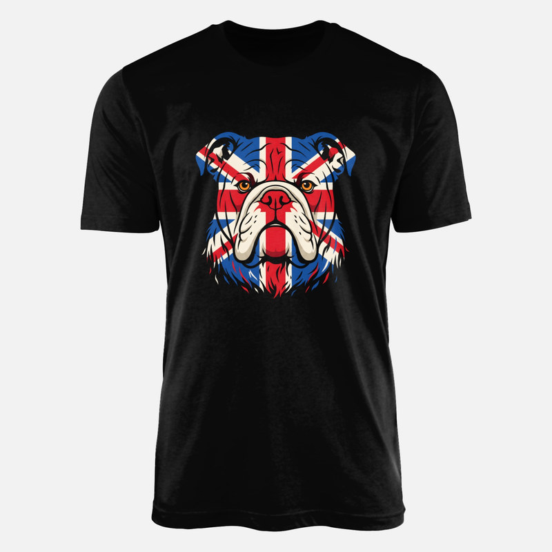 Camisetas: Bulldog ingl&eacute;s con bandera brit&aacute;nica