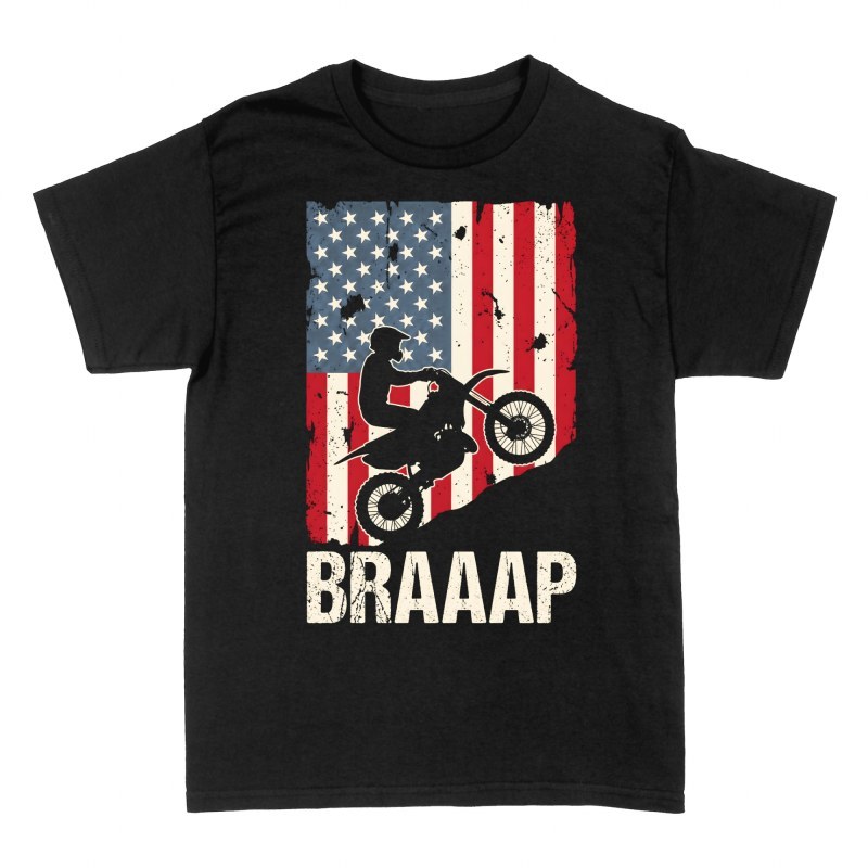 Camisetas: Piloto de motocross y bandera de Estados Unidos