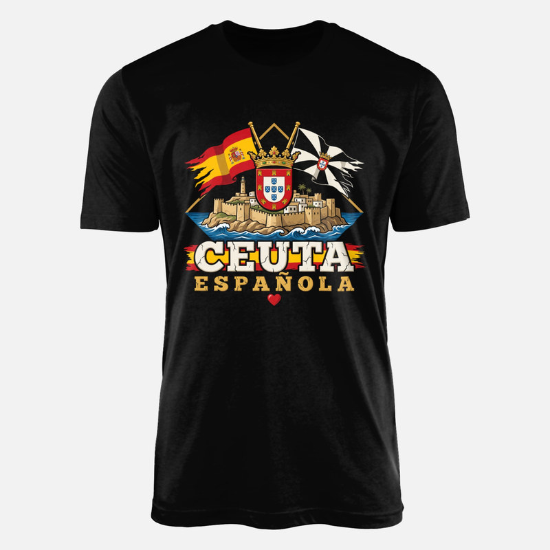 Camisetas: Ceuta con escudo coronado y coraz&oacute;n rojo