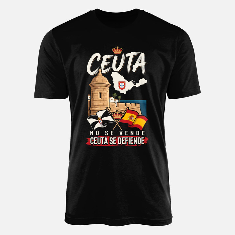 Camisetas: Ceuta con mapa, escudo y garita