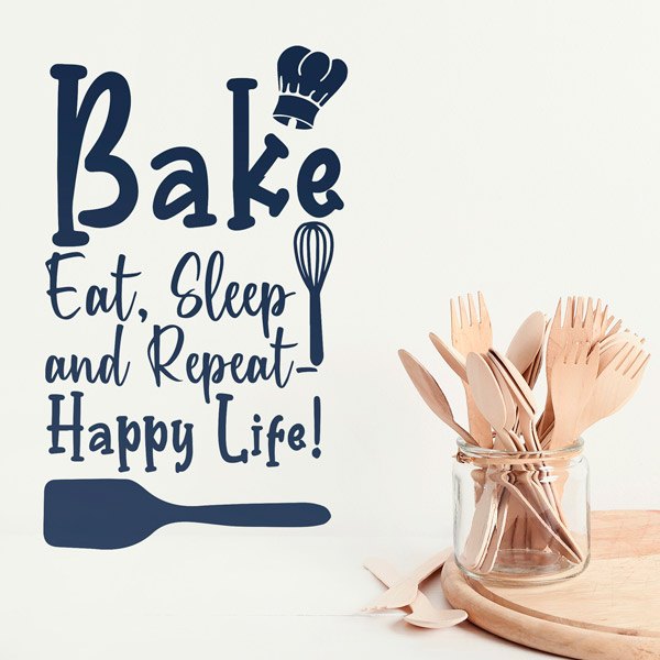 Vinilos Decorativos: Bake eat, sleep and repeat