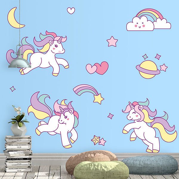 Vinilos Decorativos: Kit Unicornios infantiles