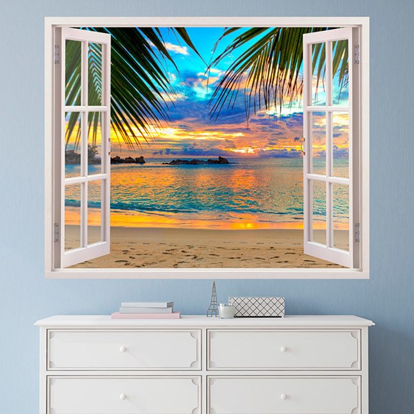 Vinilos Decorativos: Puesta de sol en la playa