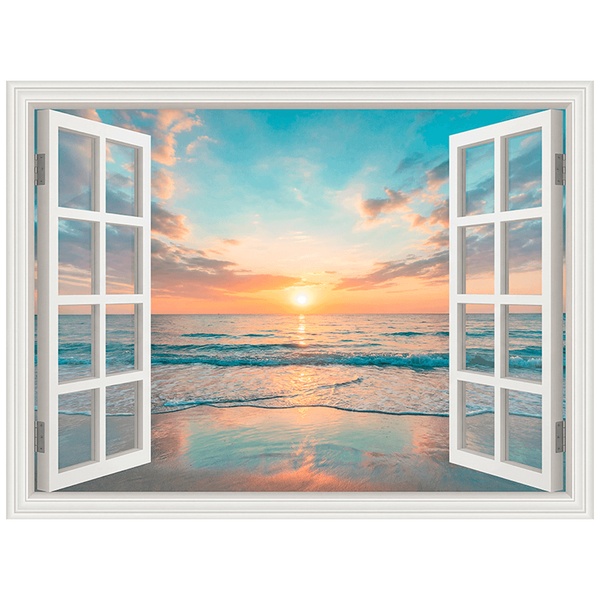 Vinilos Decorativos: Ventana al Mar al Atardecer