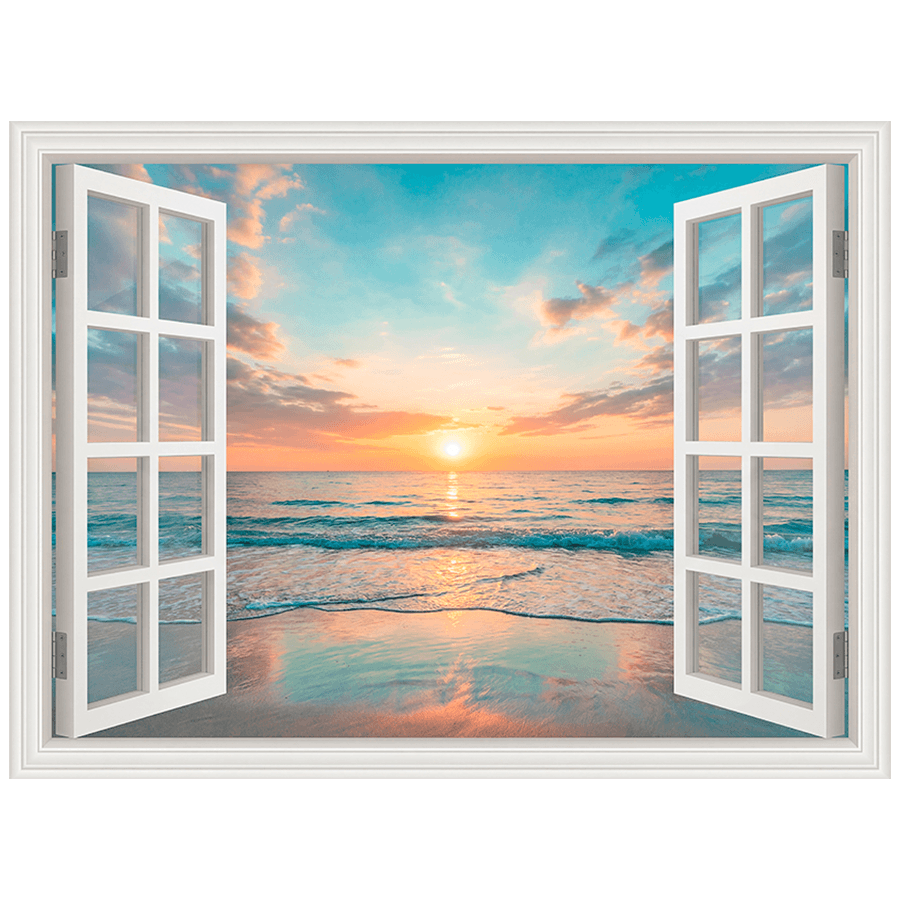 Vinilos Decorativos: Ventana al Mar al Atardecer