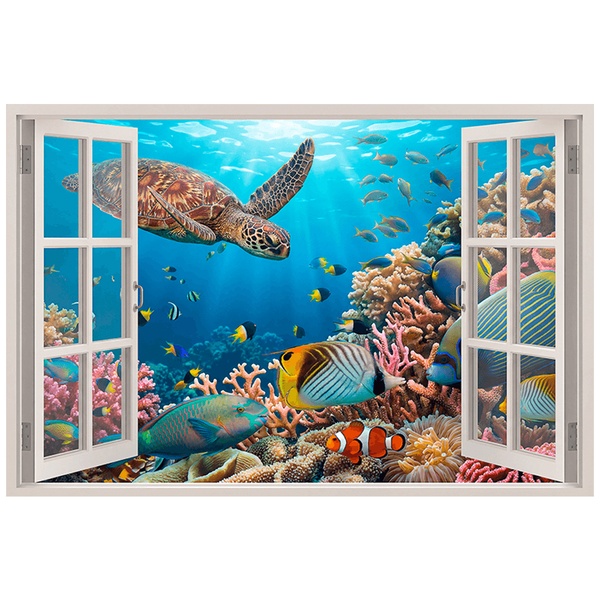 Vinilos Decorativos: Ventana Mundo Submarino Tropical