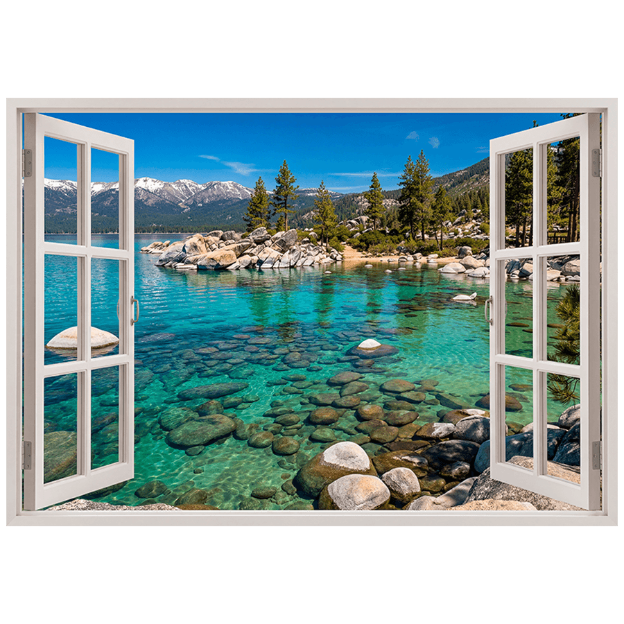 Vinilos Decorativos: Ventana Lago de Aguas Turquesas