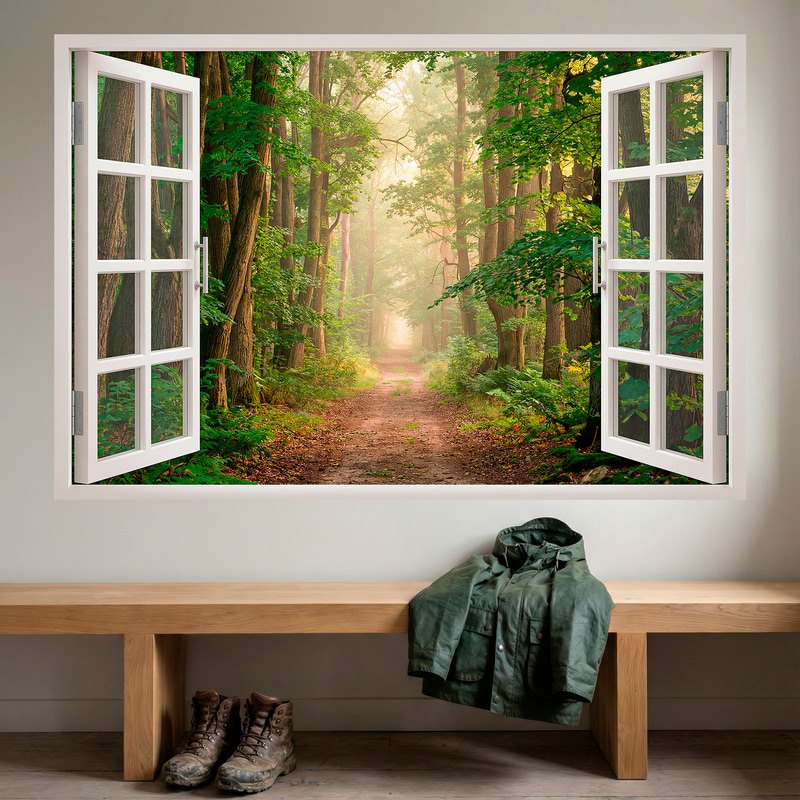 Vinilos Decorativos: Ventana Sendero del Bosque