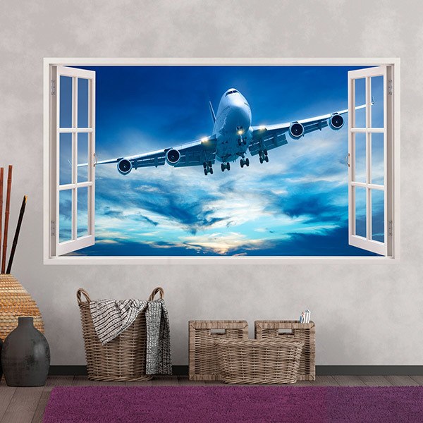 Vinilos Decorativos: Avión comercial volando