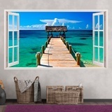 Vinilos Decorativos: Panorámica pasarela al mar en Bahamas 3