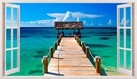 Vinilos Decorativos: Panorámica pasarela al mar en Bahamas 5