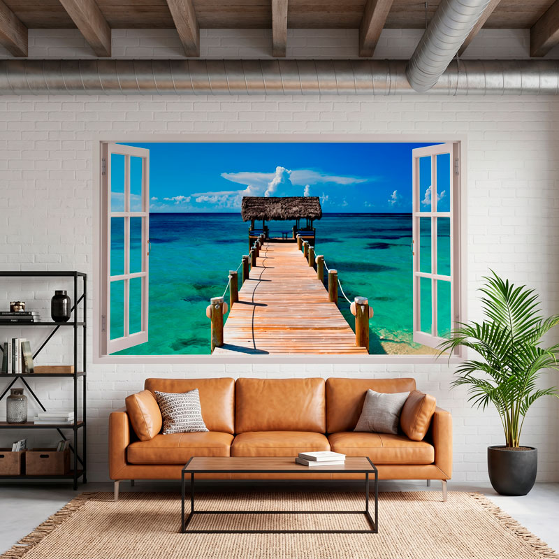 Panor&aacute;mica pasarela al mar en Bahamas 8/10