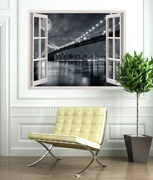 Vinilos Decorativos: Puente de Brooklyn (blanco y negro)