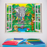 Vinilos Infantiles: Ventana La Jungla 3